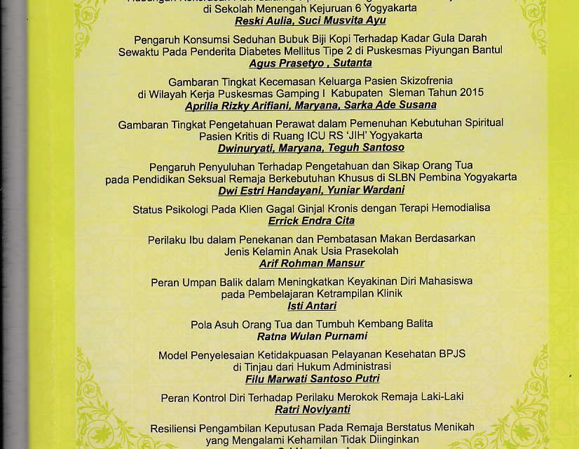 Status Psikologi Pada Klien Gagal Ginjal Kronis dengan Terapi Hemodialisa