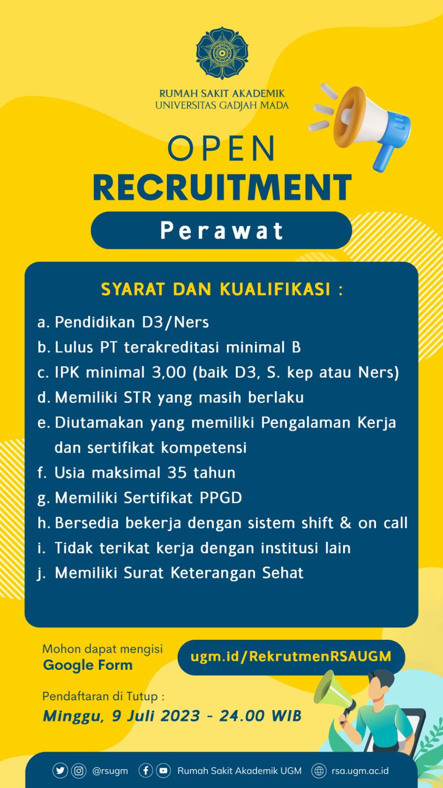 Open Recruitment Perawat RSA UGM